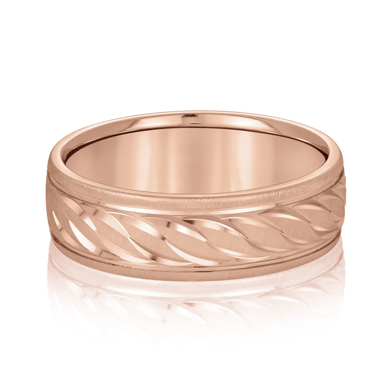 Rope Textured and Engraved Men's Wedding Band-VIRABYANI